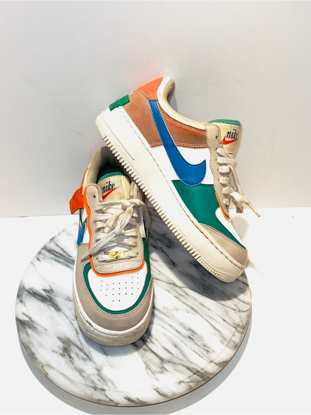 Nike Air Force 1  “CI0919-109”  Shadow Sail Signal Blue Green Women’s Size 8